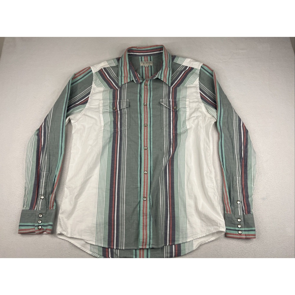 Tecovas Mens Striped Western Pearl Snap Button Long Sleeve Shirt Size L Rodeo